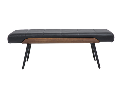 Banco negro, madera oscura y metal negro L123 cm ELIOR