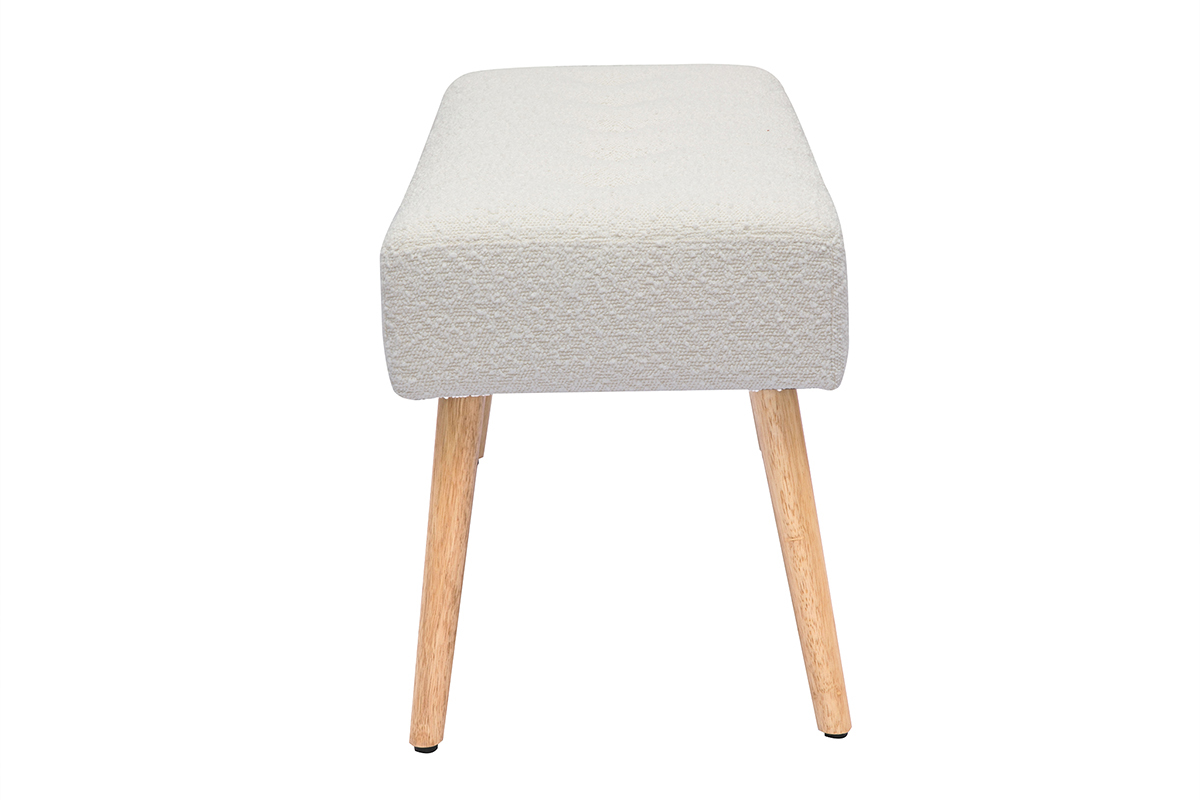 Banco nrdico capiton de borreguillo blanco y madera clara 96 cm GUESTA