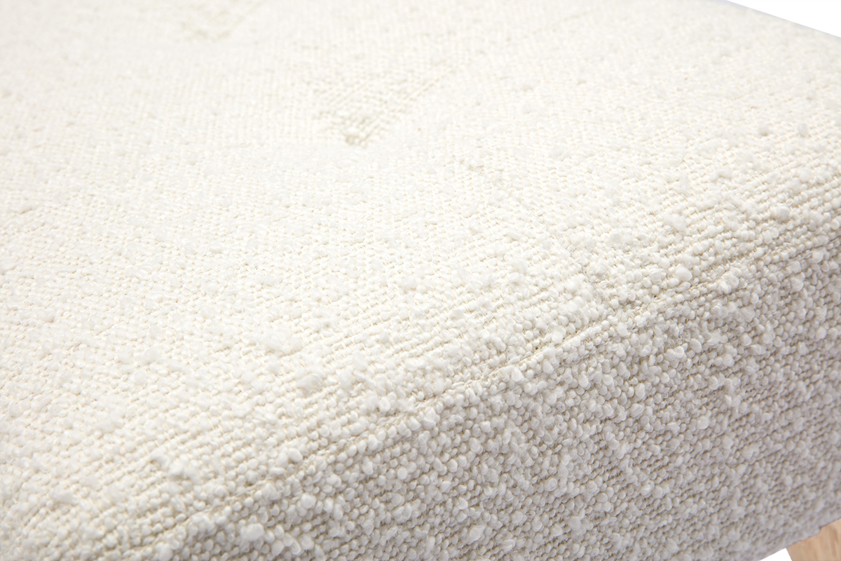 Banco nrdico capiton de borreguillo blanco y madera clara 96 cm GUESTA