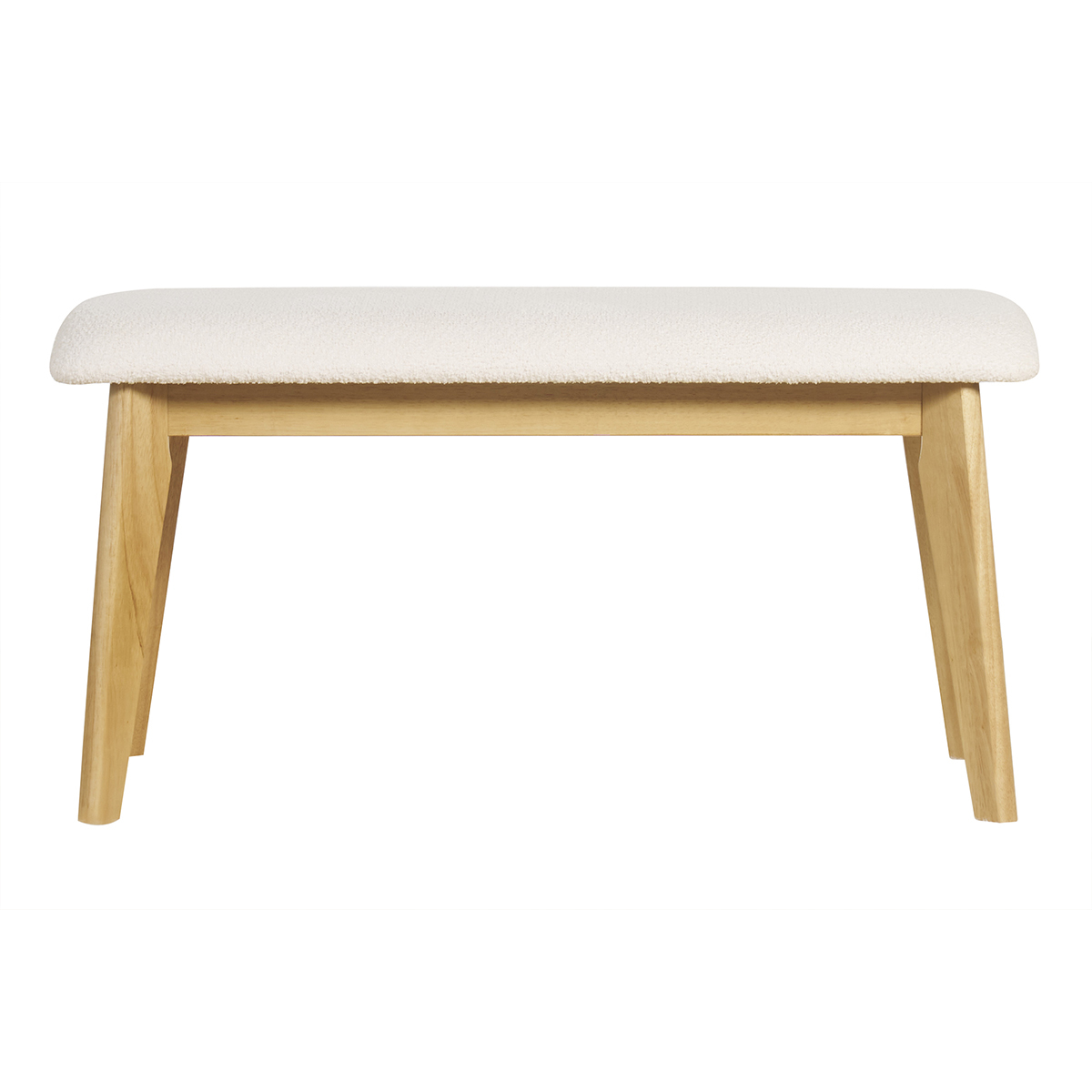 Banco nórdico de borreguillo blanco y madera clara 92 cm ELION