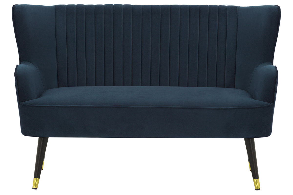 Banqueta moderna en terciopelo azul VERTIGO