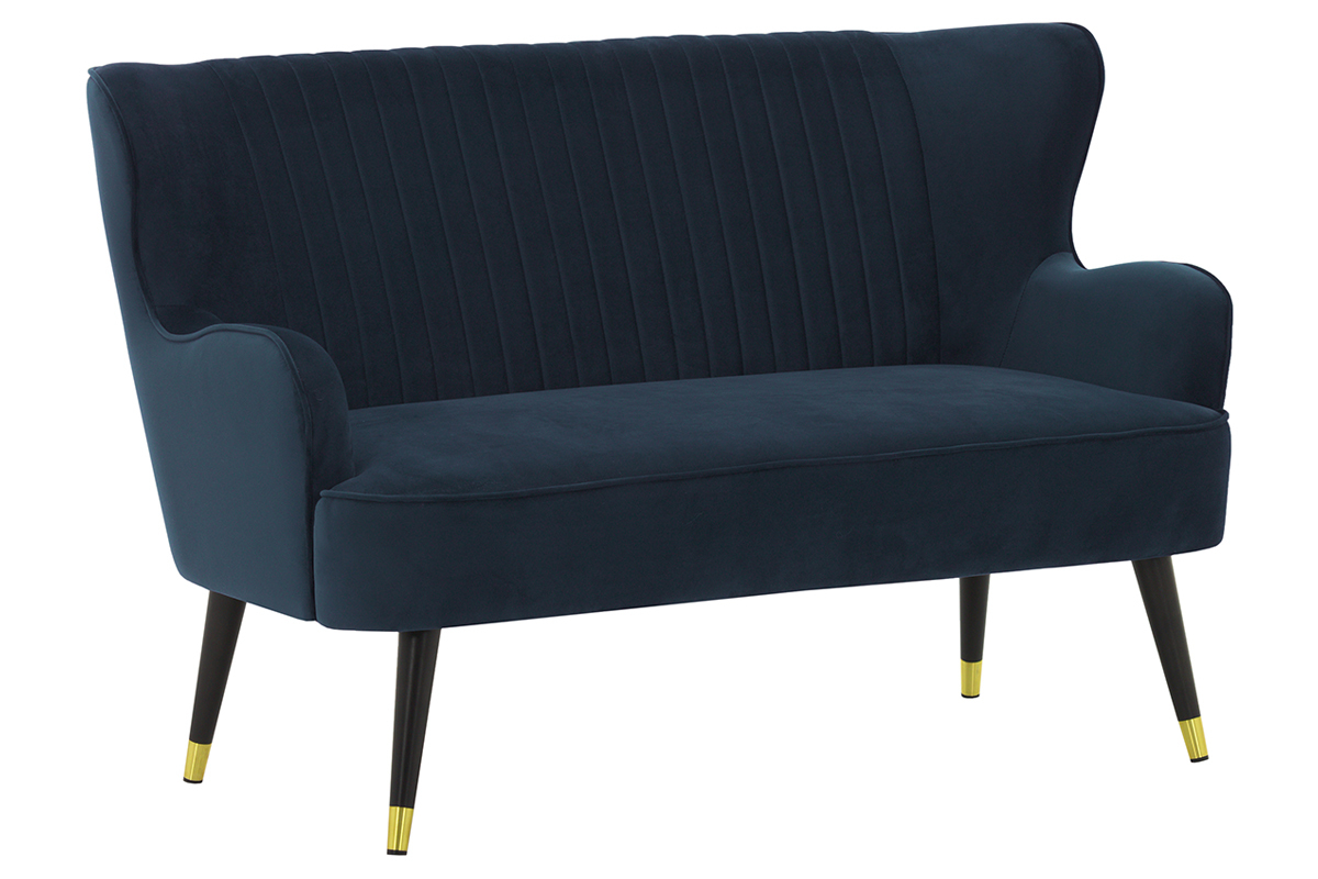 Banqueta moderna en terciopelo azul VERTIGO