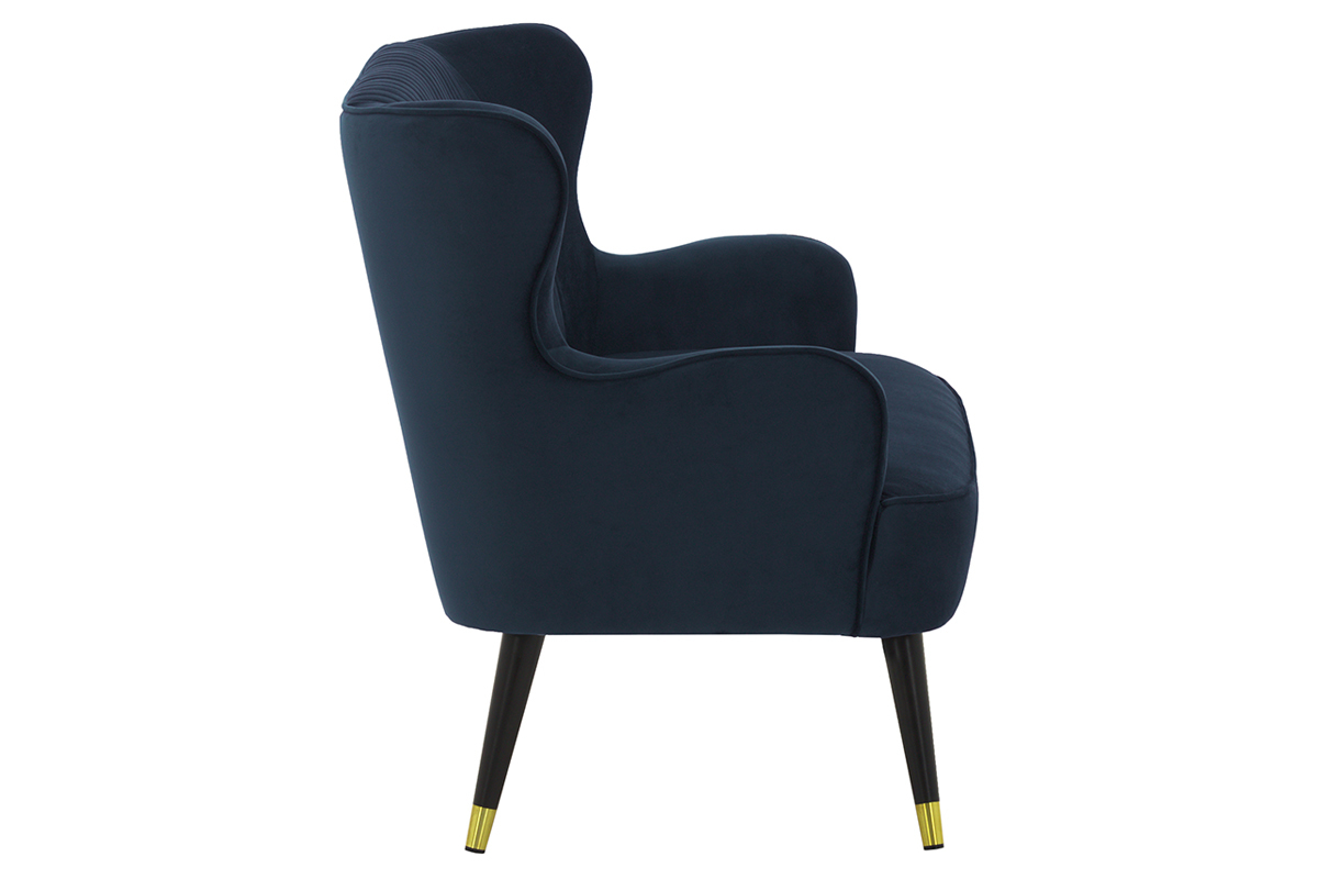 Banqueta moderna en terciopelo azul VERTIGO