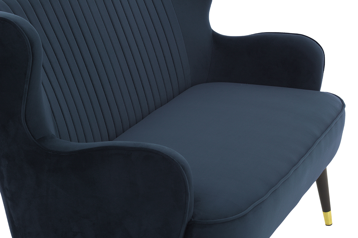 Banqueta moderna en terciopelo azul VERTIGO