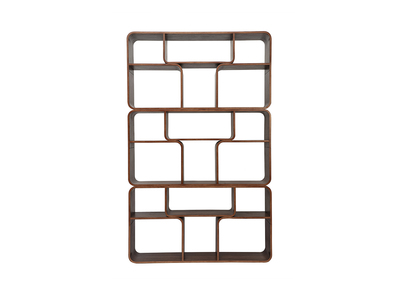 Biblioteca abierta con m&uacute;ltiples compartimentos en madera oscura nogal L120 cm WARHOL