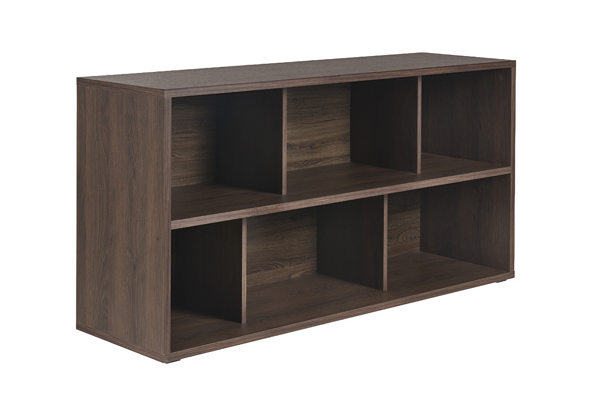 Biblioteca baja acabado en madera oscura nogal L140 cm EPURE