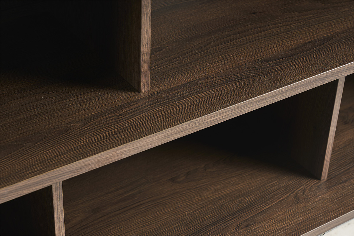 Biblioteca baja acabado en madera oscura nogal L140 cm EPURE