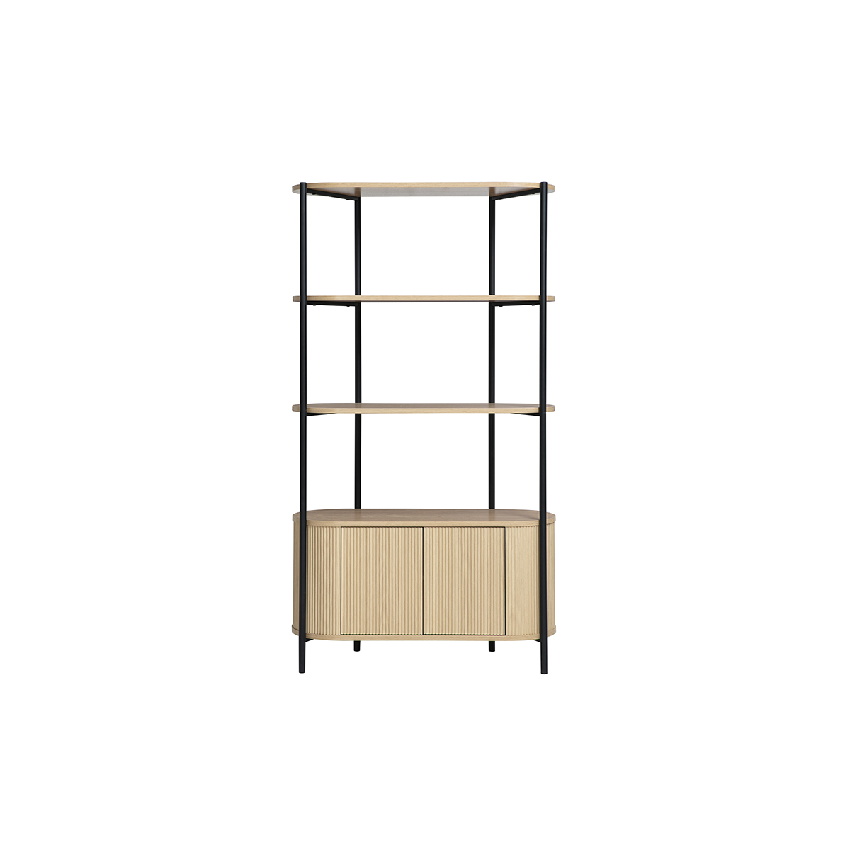 Biblioteca con almacenaje acabado en madera clara roble y metal L100 cm ZORA
