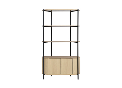 Biblioteca con almacenaje acabado en madera clara roble y metal L100 cm ZORA