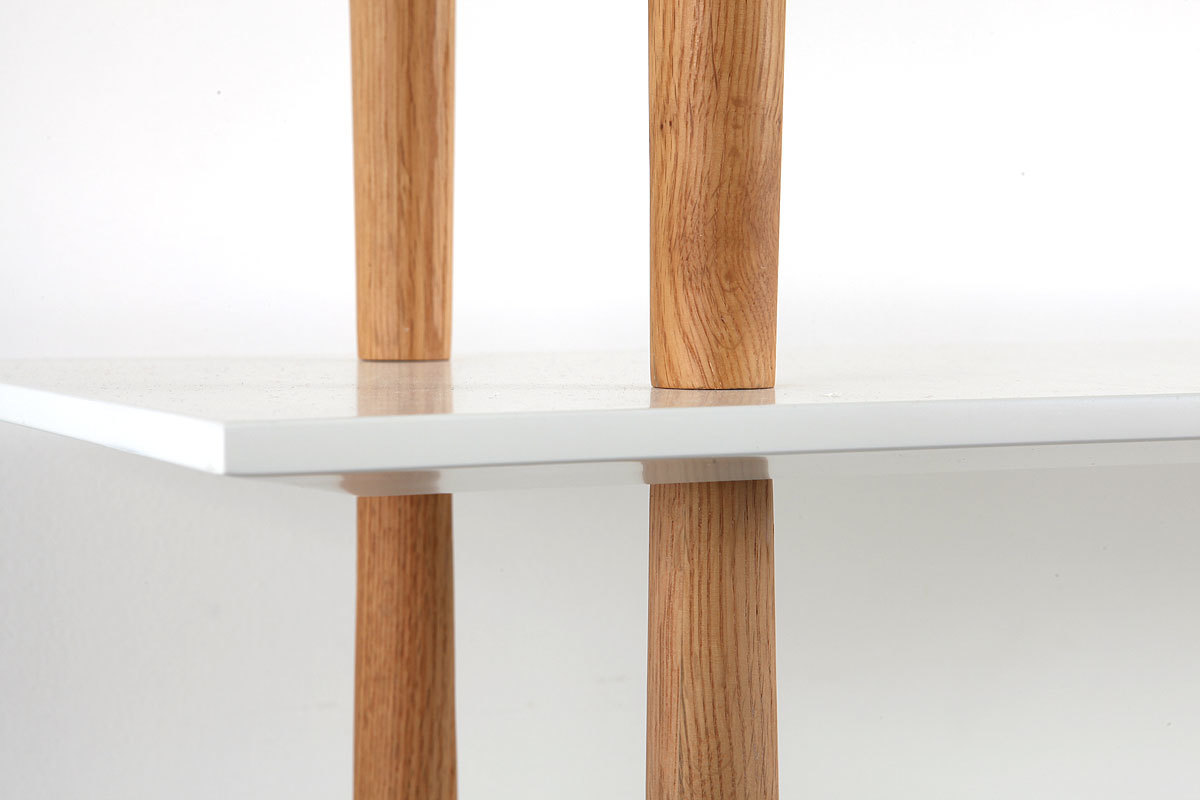 Biblioteca de diseo de madera natural y blanca 5 estantes GILDA