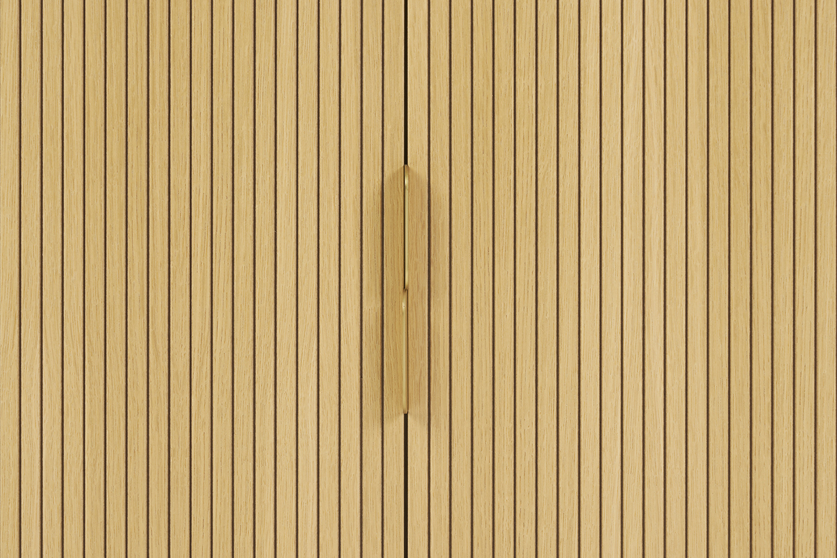 Biblioteca de madera clara de roble con almacenamiento de 2 puertas correderas L90 cm EPIC