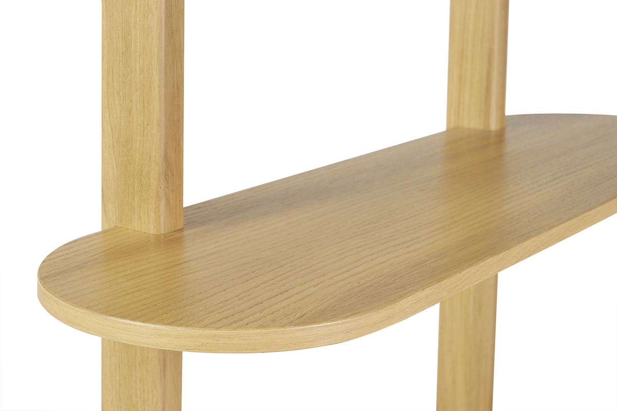 Biblioteca de madera clara de roble con almacenamiento de 2 puertas correderas L90 cm EPIC