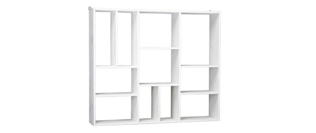 Biblioteca diseño compartimentado en madera blanca CASYM
