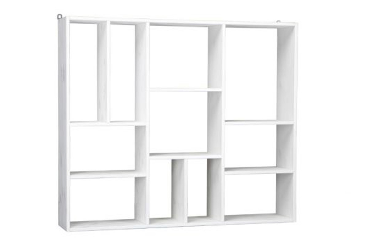 Biblioteca diseo compartimentado en madera blanca CASYM