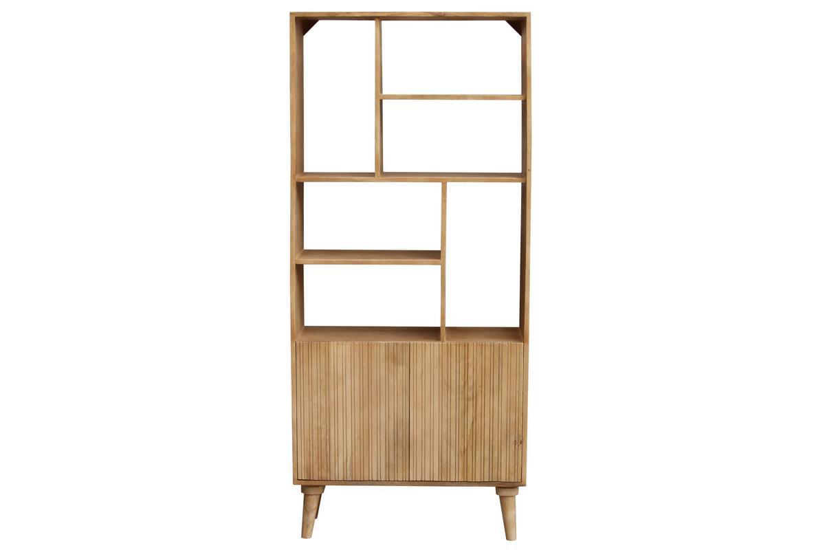 Biblioteca en mango con 2 puertas grabadas RUBIA