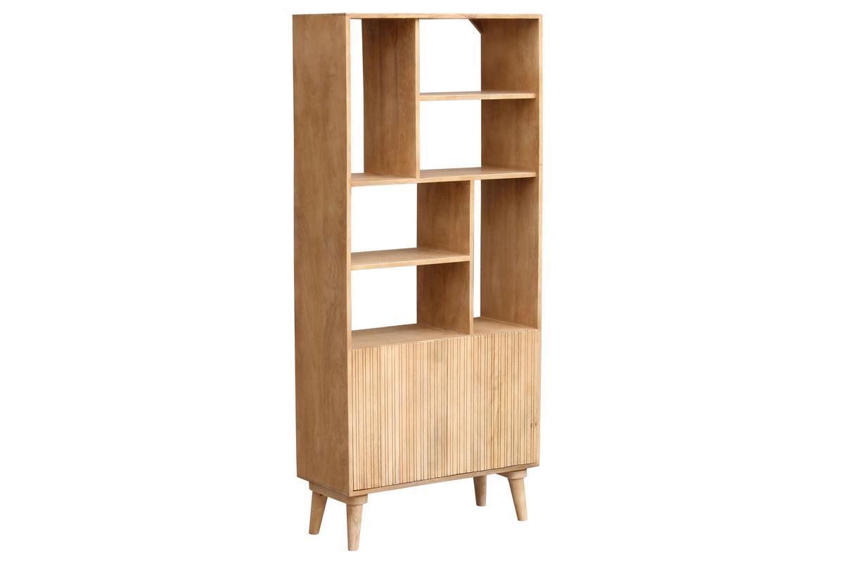 Biblioteca en mango con 2 puertas grabadas RUBIA