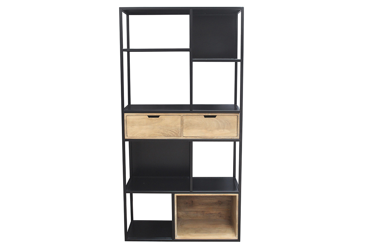 Biblioteca en metal negro y mango macizo JAIPUR