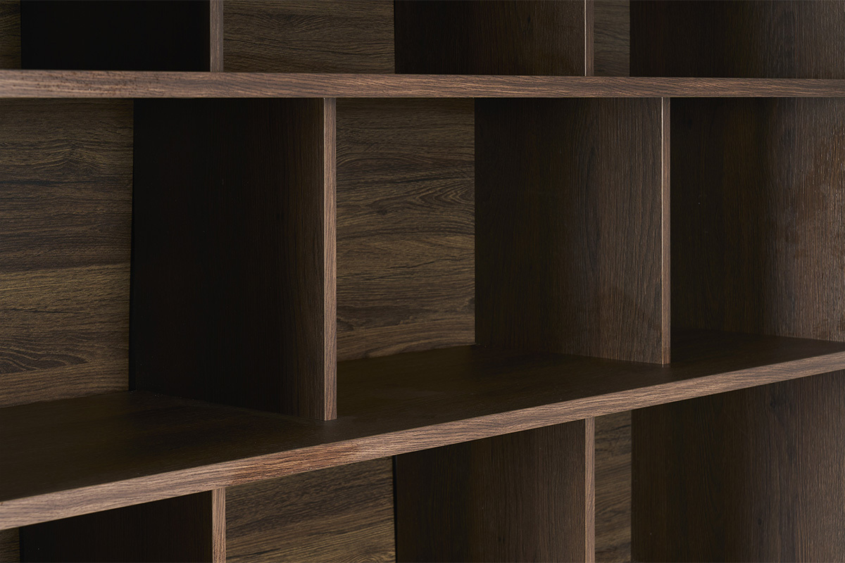 Biblioteca escandinava con acabado en madera oscura nogal L140 cm EPURE