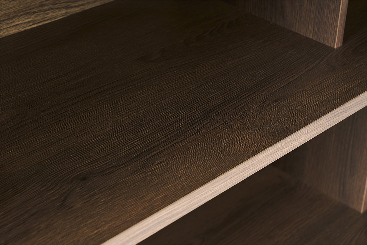 Biblioteca escandinava con acabado en madera oscura nogal L140 cm EPURE