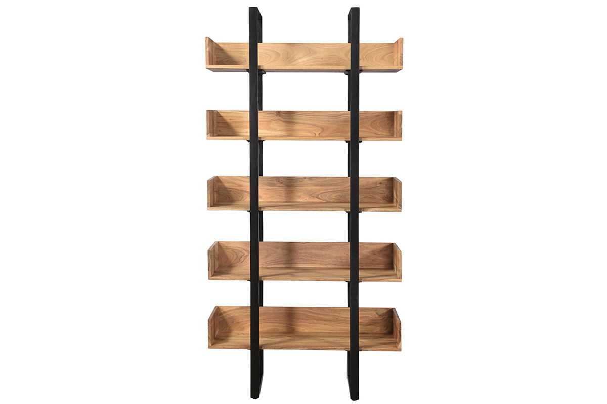 Biblioteca industrial acacia y metal negro L90 cm TAO