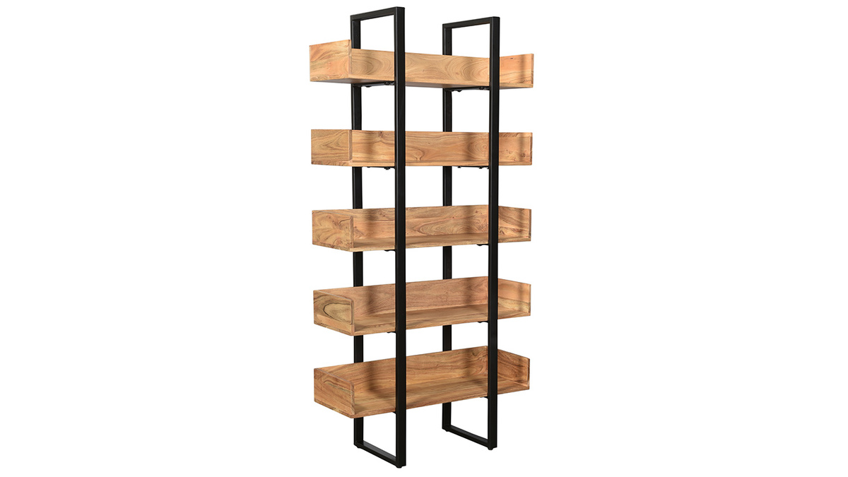 Biblioteca industrial acacia y metal negro L90 cm TAO