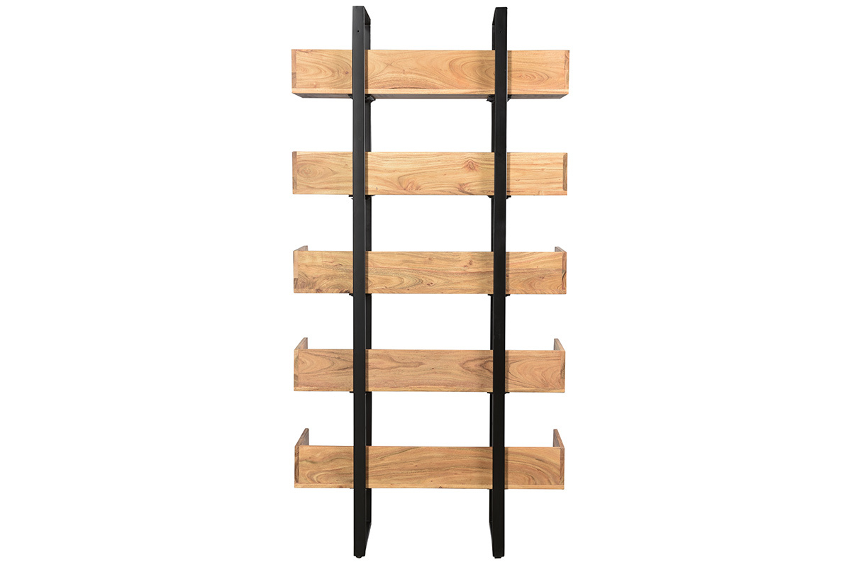 Biblioteca industrial acacia y metal negro L90 cm TAO