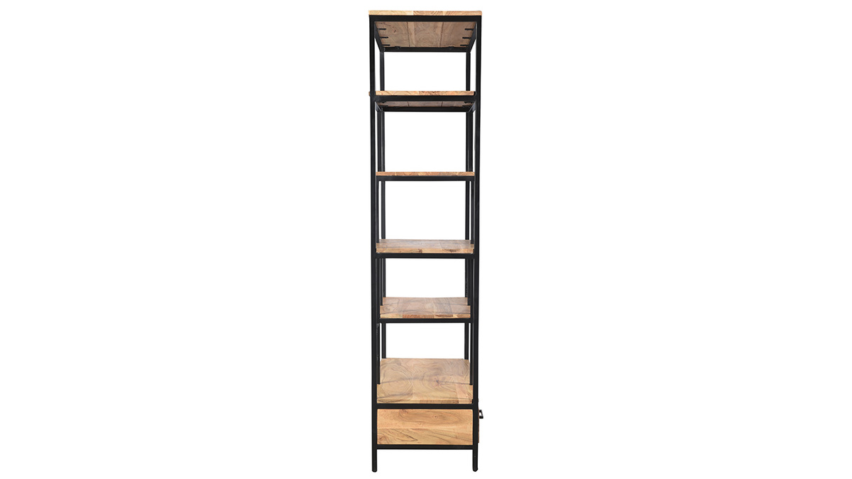 Biblioteca industrial en acacia y metal negro L90 cm JASPE