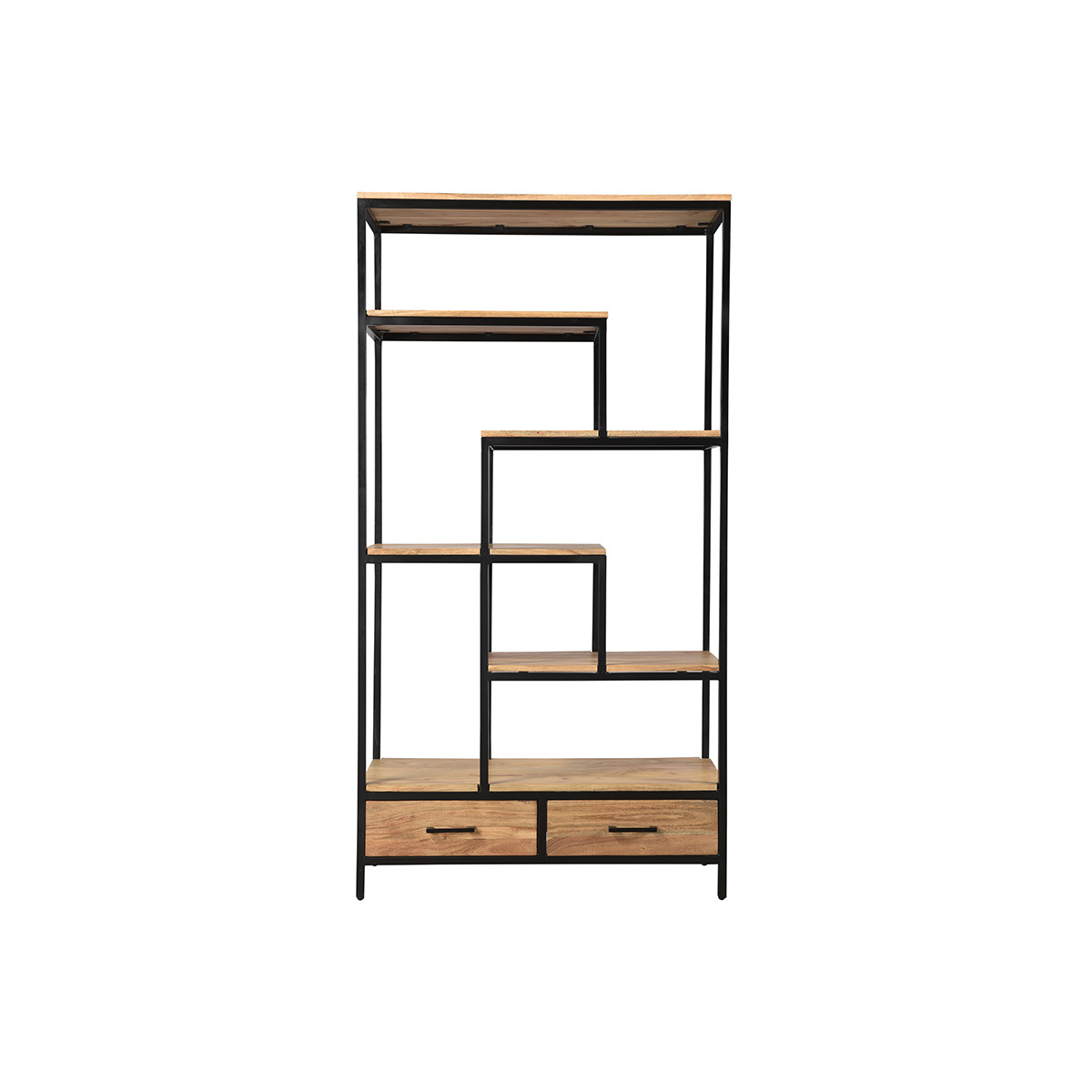 Biblioteca industrial en acacia y metal negro L90 cm JASPE
