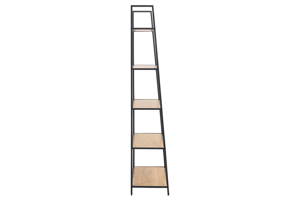 Biblioteca industrial en metal negro y madera L77 cm TRESCA