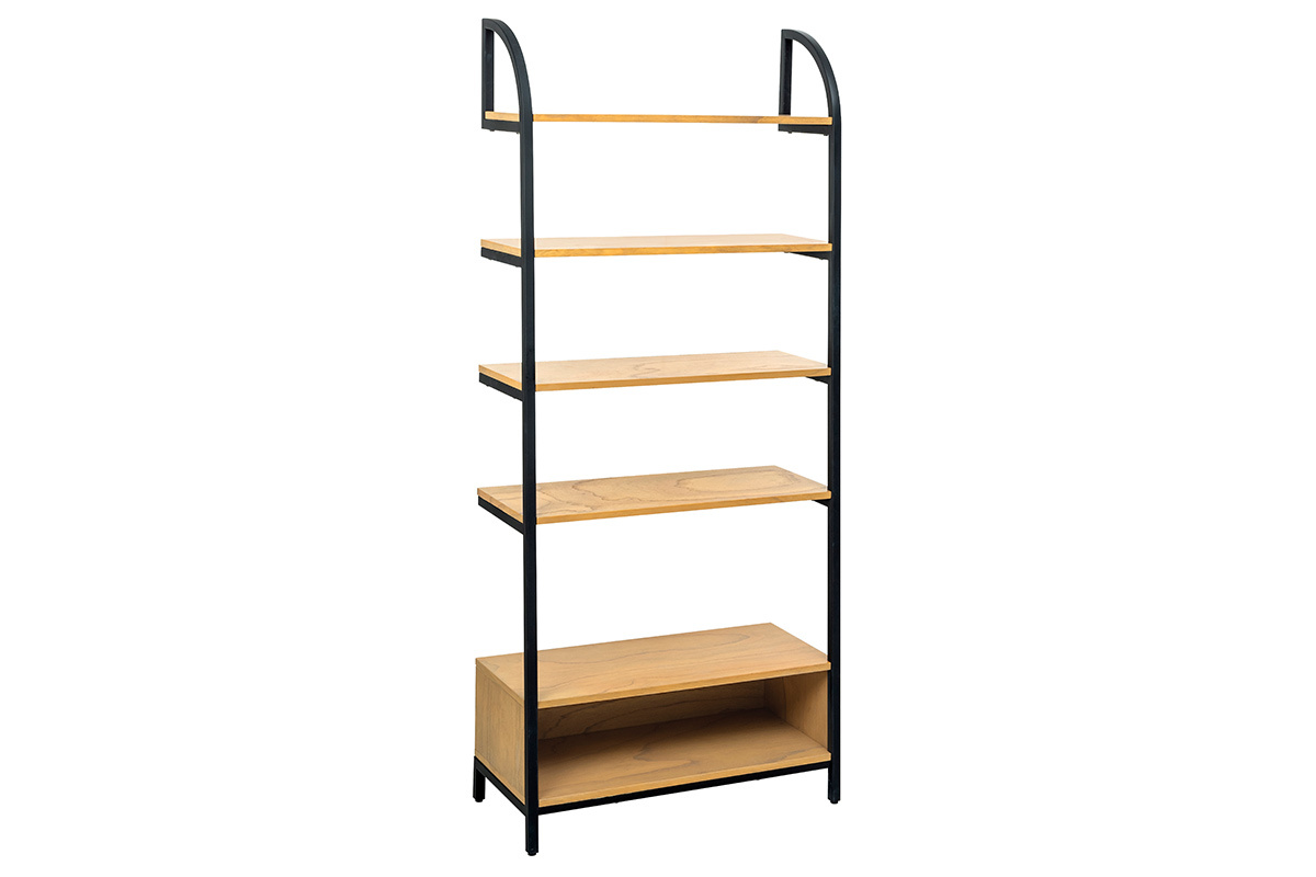 Biblioteca madera y metal negro MARLEE 