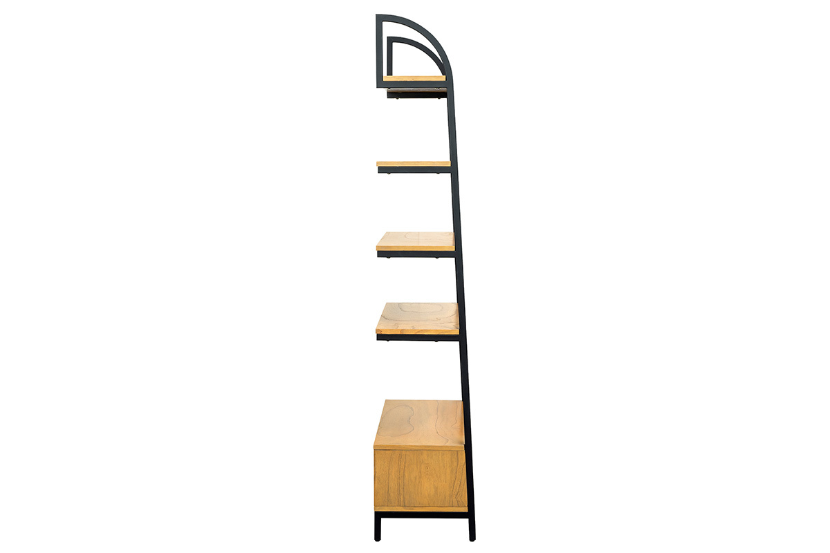 Biblioteca madera y metal negro MARLEE 
