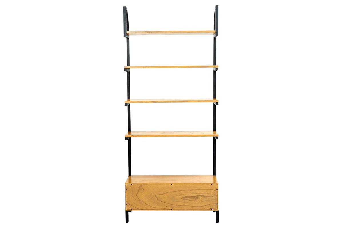 Biblioteca madera y metal negro MARLEE 