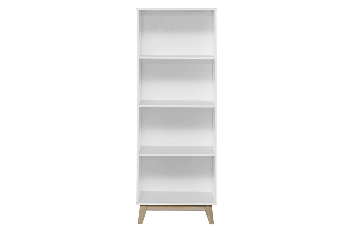 Biblioteca moderna blanca con 4 estanteras LEENA