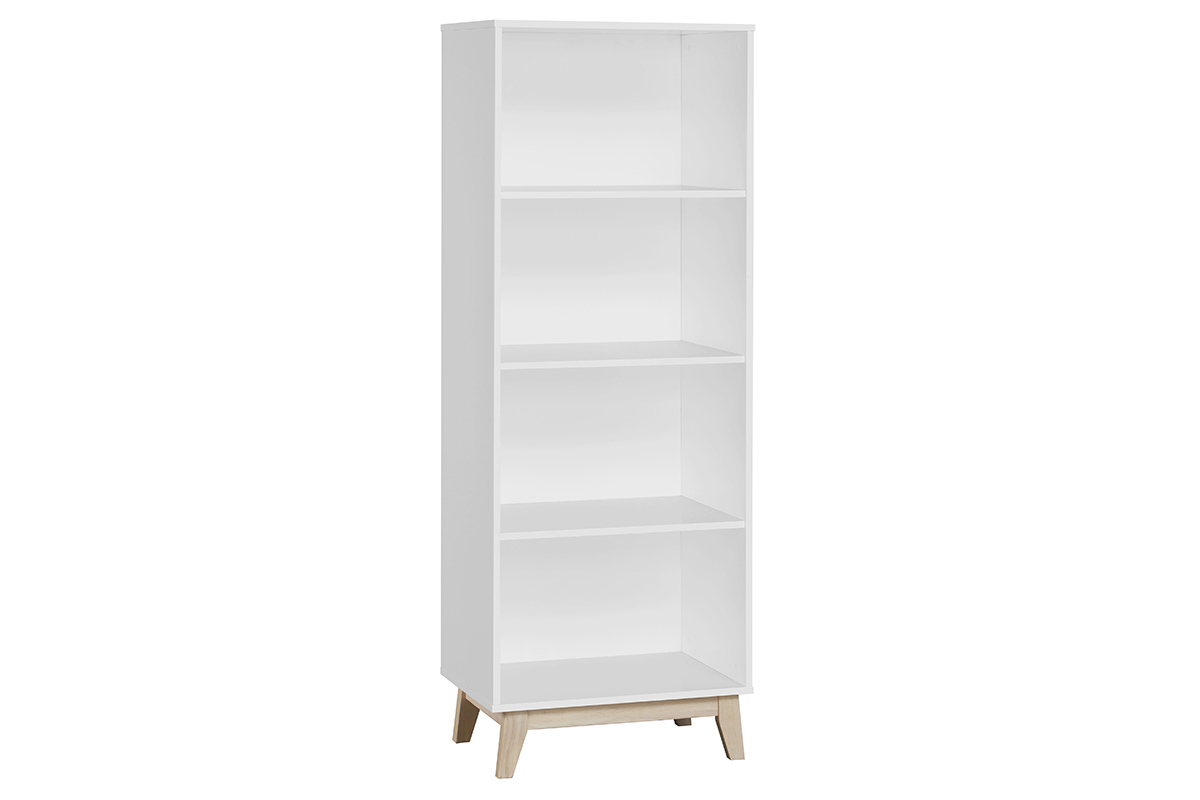 Biblioteca moderna blanca con 4 estanteras LEENA