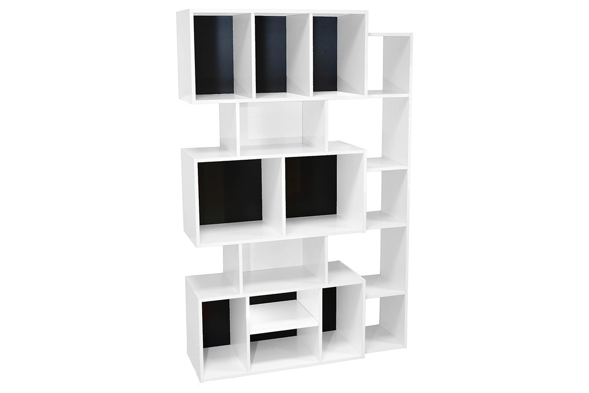 Biblioteca moderna blanca con fondo negro o blanco FOLCO