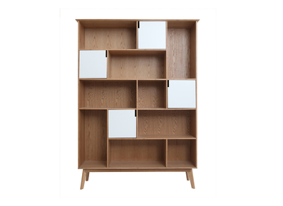 Biblioteca moderna con puertas blancas y roble INGRID - Biblioteca moderna con puertas blancas y roble INGRID