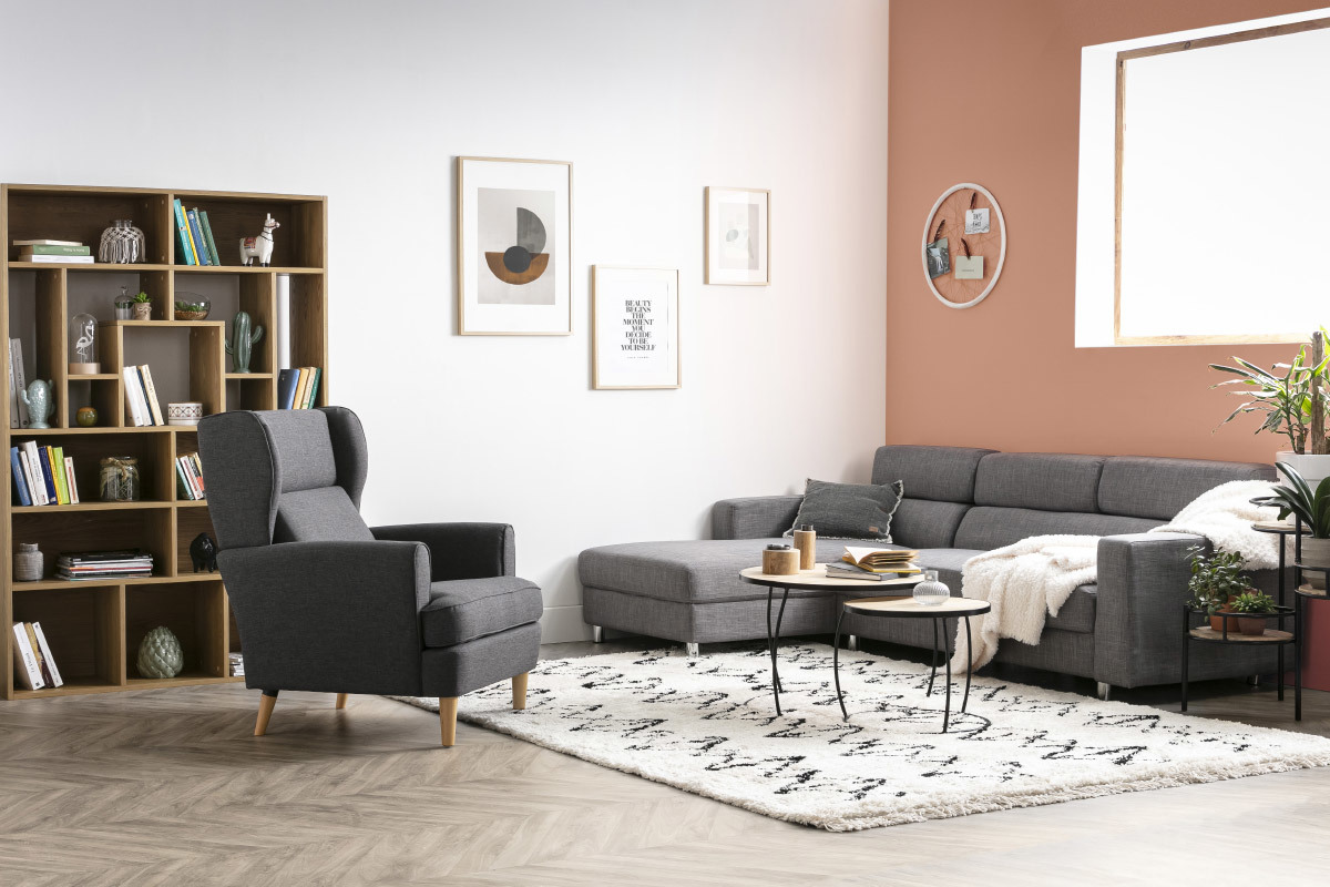 Biblioteca moderna madera clara L120 cm WALANG
