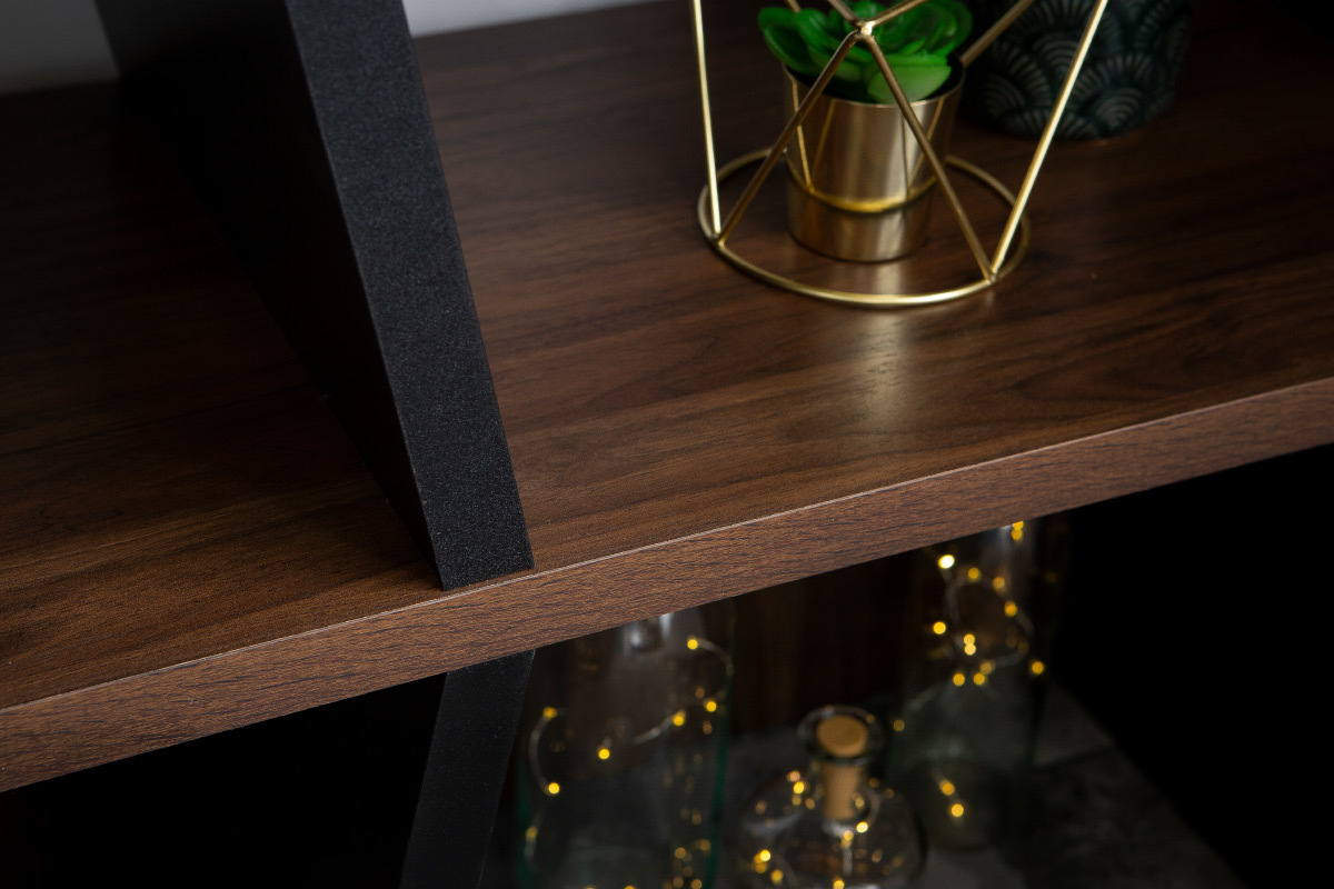 Biblioteca moderna madera oscura y negro SAGAN