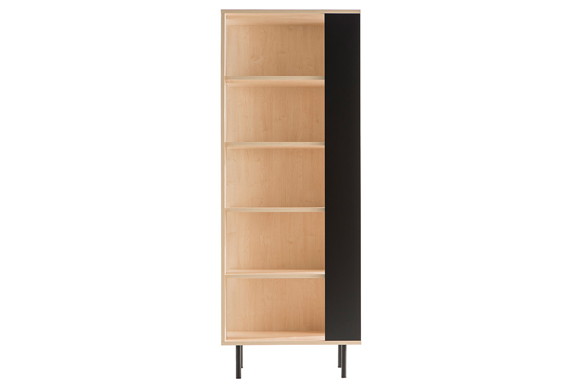 Biblioteca moderna madera y negro con iluminacin DOMINI