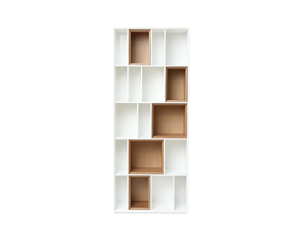 Biblioteca modular blanco y roble JAZZ - Biblioteca modular blanco y roble JAZZ