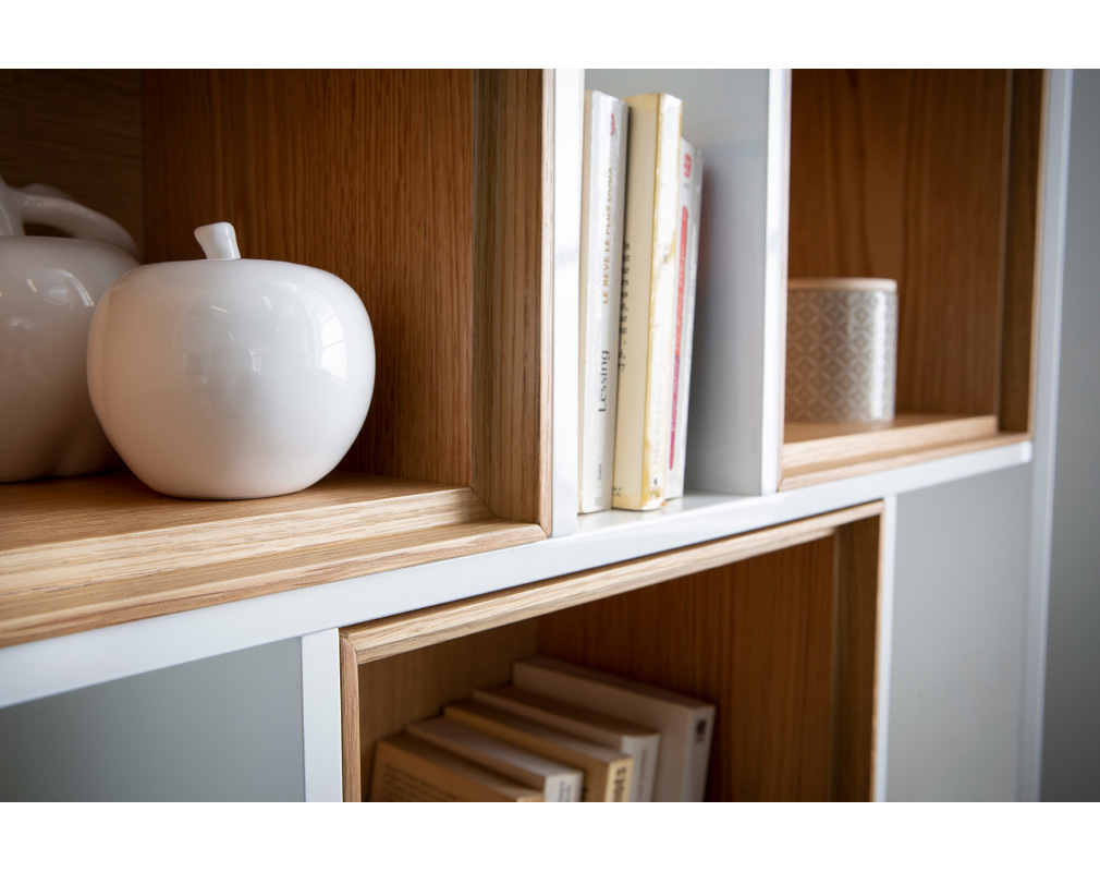 Biblioteca modular blanco y roble JAZZ - Biblioteca modular blanco y roble JAZZ