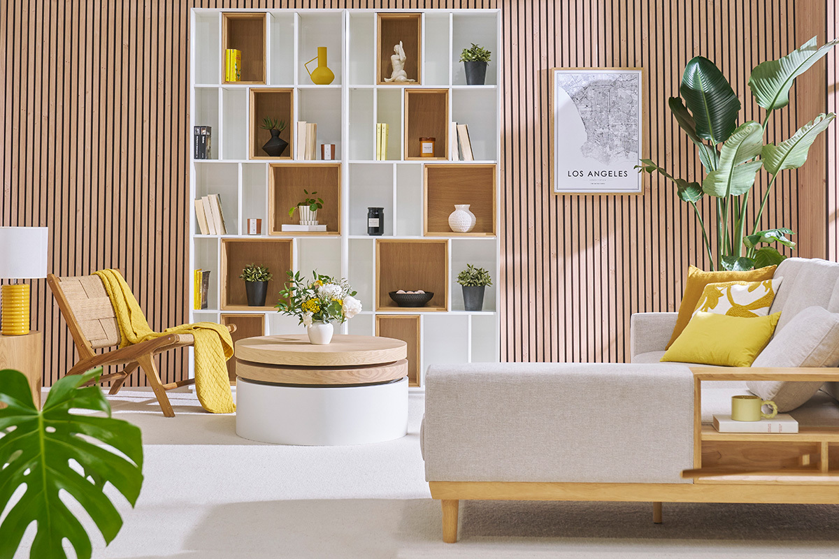 Biblioteca modular blanco y roble JAZZ