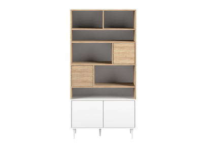 Biblioteca nordica 10 nichos madera y blanco STRIPE