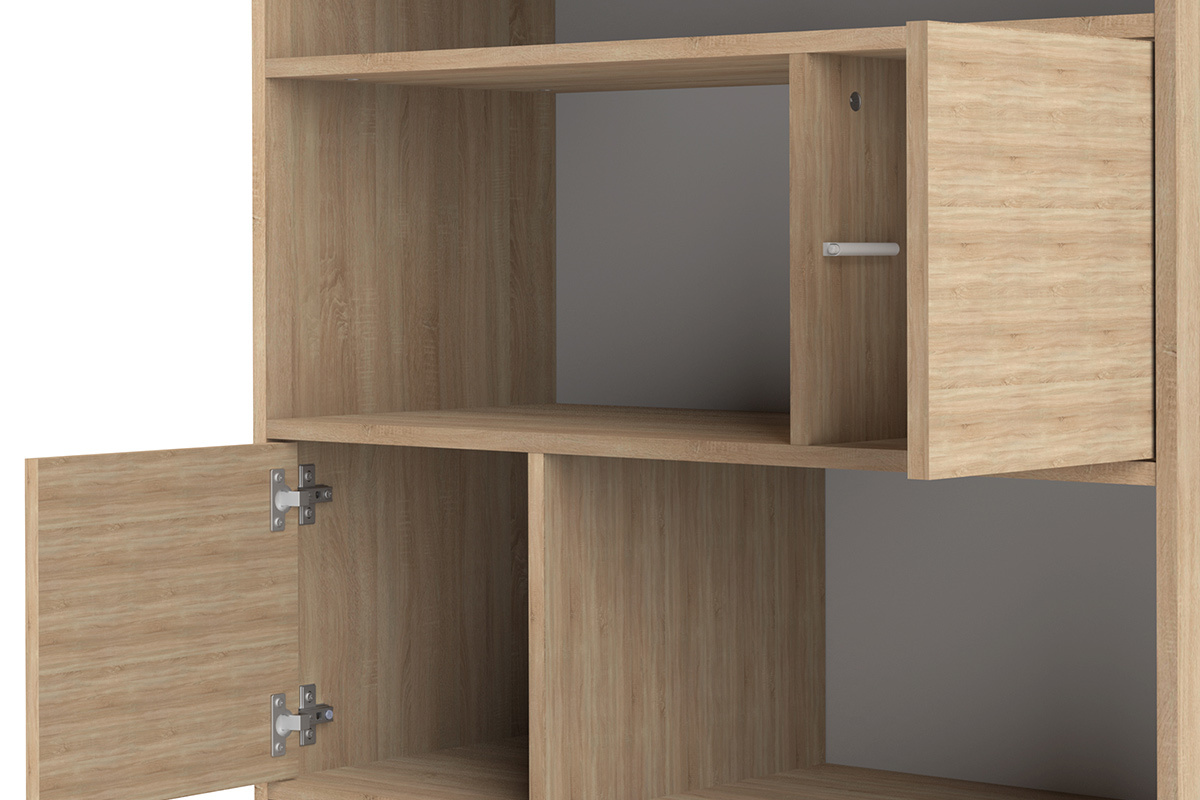 Biblioteca nordica 10 nichos madera y negro STRIPE
