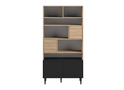 Biblioteca nordica 10 nichos madera y negro STRIPE