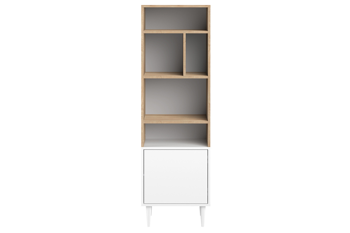 Biblioteca nrdica 6 nichos madera y blanco STRIPE