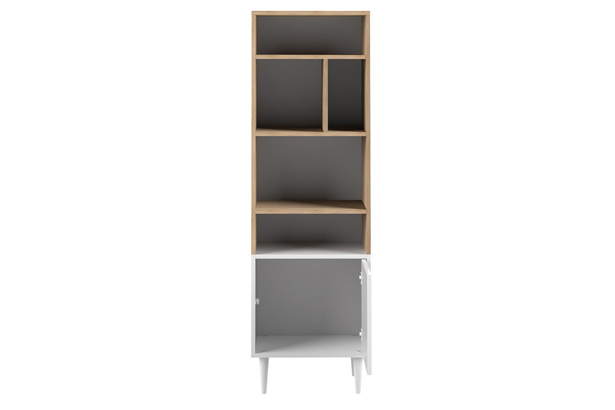 Biblioteca nrdica 6 nichos madera y blanco STRIPE