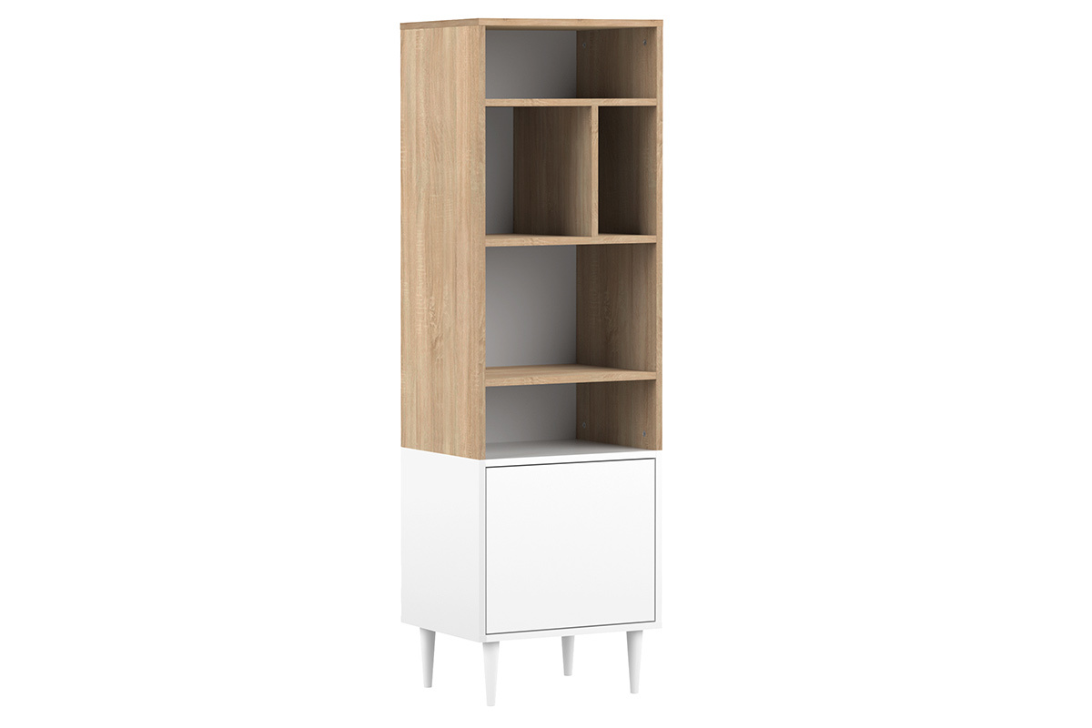 Biblioteca nrdica 6 nichos madera y blanco STRIPE