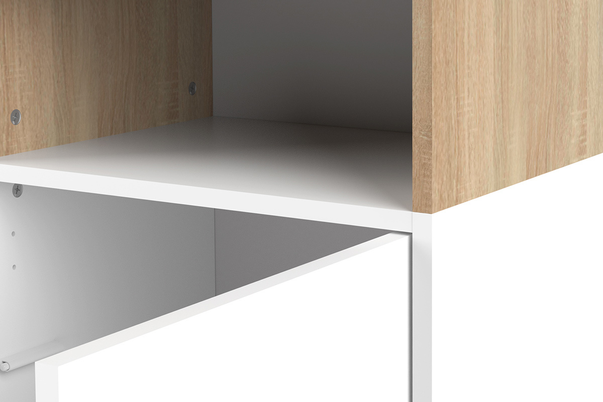 Biblioteca nrdica 6 nichos madera y blanco STRIPE