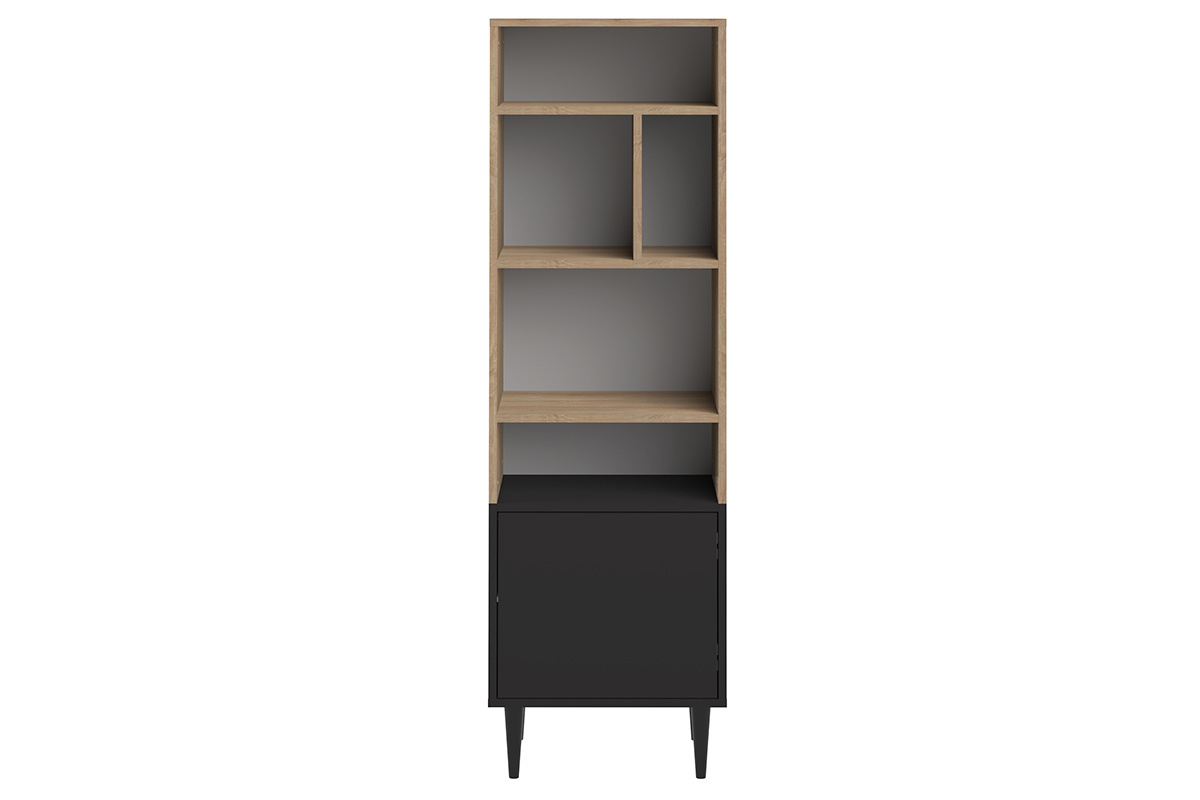 Biblioteca nrdica 6 nichos madera y negro STRIPE